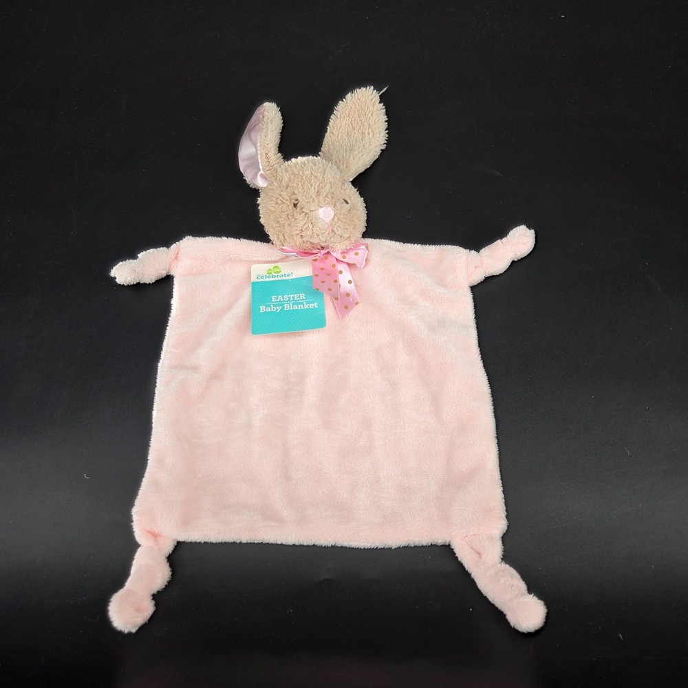 Way To Celebrate Easter Baby Blanket Pink Bunny Lovey Plush Security Blanket NWT